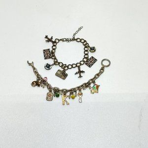 Claire AJMC Set Charm Bracelets Travel Charms Suitcase Globe (AJMC Broke Clasp)